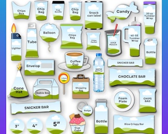 Bundel met bewerkbare Canva-feestgunst mock-upsjablonen (digitale download)