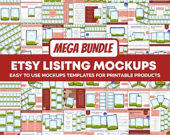 Etsy Listing Mockup Canva Templates Bundle, Digital Product Mockups