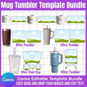 Tumbler Template Bundle, Tumbler Canva Editable Template, 40oz Tumbler Template, 30oz Tumbler Template, Canva Tumbler template, Libbey Glass