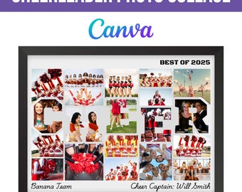 Cheerleader Photo Collage Canva Template, Senior Night Keepsake (Digital Download)