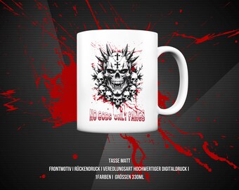 Skull Coffee Mug 330ml | Skull & Blood Print | Alternative Matte Mug | Gift for Metal Fans