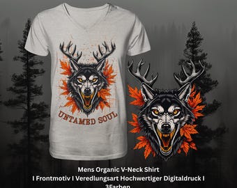 Wild und Frei I Tattoo-Designs I SpiritAnimal Shirt I BlackworkTattoo Wear - Mens Organic V-Neck Shirt