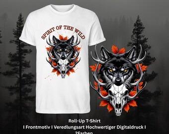 Wild and Free I Tattoo Designs I SpiritAnimal Shirt I BlackworkTattoo Wear - Roll-Up T-Shirt