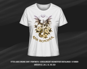 Rise in Power – Gothic Fantasy Shirt | Dragon T-Shirt - Ladies Organic Shirt - Alternative Fashion - Witchcore Style