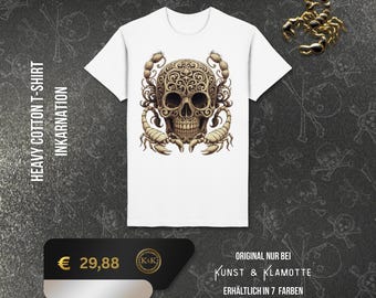 Gothic T-Shirt with Scorpion Skull Motif & Back Print - Scene Shirt - Dark Art Wear - Men Fashion - Skull Fashion