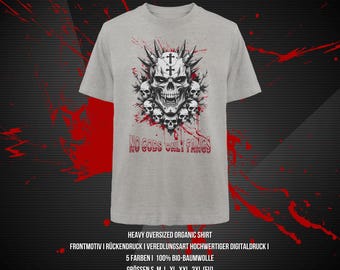 Dark Art Shirt for Metalheads & Rebels | skull print shirt | bloody skull design - Heavy Oversized Organic Shirt
