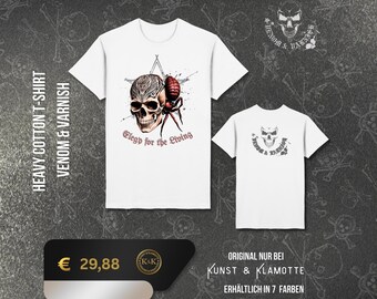 Elegy for the Living – Gothic shirt with front and back print - statement shirt, dark art design, skull design - spider shirt