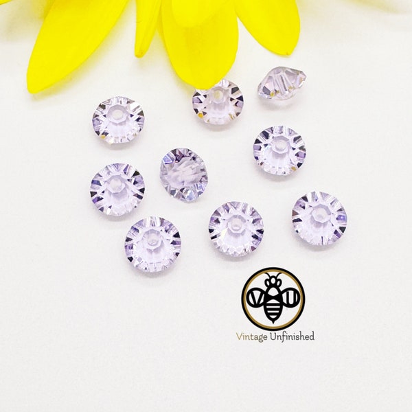 12 perles Swarovski violet violet 5 mm #5305 - authentiques cristaux Swarovski - rare soucoupe espaceur Swarovski - vintage