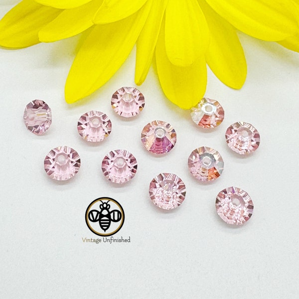 20 perles d'espacement Swarovski 5 mm #5305 - authentiques cristaux Swarovski - rare soucoupe espaceur Swarovski - vintage - rose clair ou rose clair AB