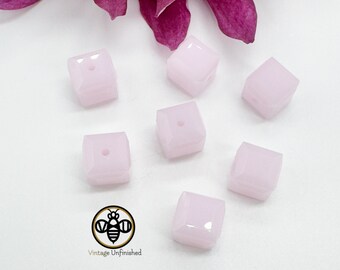 6 Vintage Swarovski Rose Alabaster 6mm Cube Crystal Bead - #5601 - Authentic Swarovski Crystal - Full Drilled Cube