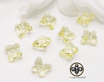 8 Vintage Swarovski Jonquil Yellow 6mm Butterfly Crystal Bead - Vertical Drilled - Article #5754 - Genuine Swarovski Crystal