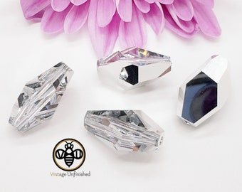 2 Vintage Swarovski Crystal CAL 18x12mm Polygon Bicone Crystal Bead - #5203 - Genuine Swarovski Crystal - Polygon Bicone Bead - Ultra Rare