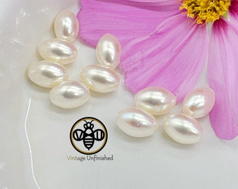 10 Swarovski 7x5mm Creamrose #5801 Vintage Pearl Potato Beads - Authentic Swarovski Pearls - Full Drilled - Creamrose - Potato Shape