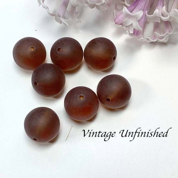 8 Vintage Swarovski Frosted Smoked Topaz 6mm, 8mm or 10mm Round Beads - Article #5090 - Very Vintage 1950s - RARE