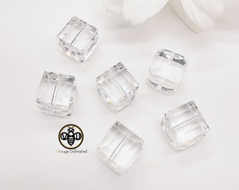 2 Vintage Swarovski Clear Crystal Cube Crystal Bead - #5601 - Authentic Swarovski Crystal - Full Drilled Cube - 4mm, 6mm, 8mm, 10mm or 14mm