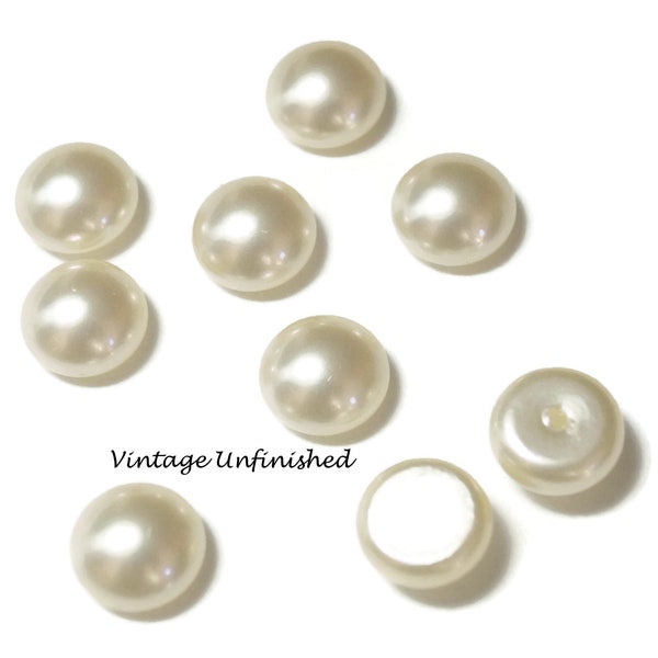 8 Vintage Swarovski CreamRose Ivory Pearl Cabujones Crema Medio Perforados - Elija tamaño: 8mm, 10mm