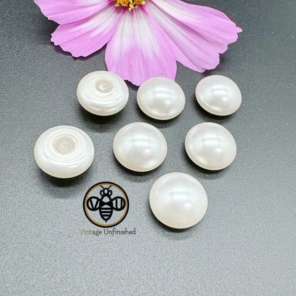 5 Swarovski Crystal White Pearl 14mm #5817 Vintage Pearl Dome Cabochons - Authentic Swarovski Pearls - Half-Drilled Cabochon