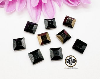 Vintage Swarovski Jet Nut Square Crystal Bead - Flat Back - Article #3400 - Genuine Swarovski Crystal - Sew On - 6mm or 8mm