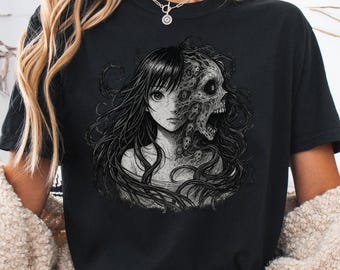 Horror Manga T-Shirt: Creepy Gothic Anime Girl Tee