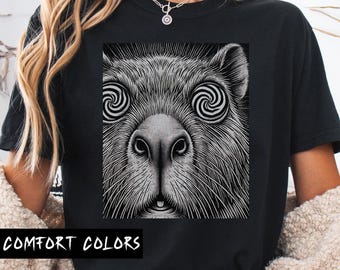 Psychedelic Capybara Comfort Colors Tee - Trippy Gothic Alt Shirt