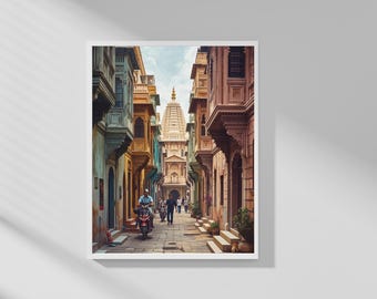 India Street Print | Indian Architecture Wall Art | Travel Poster Digital Download | Printable Art