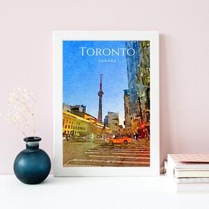 Toronto Watercolor Print – Canada Wall Art, CN Tower Poster, Modern Travel Decor, Cityscape Illustration for Gallery Wall or Gift