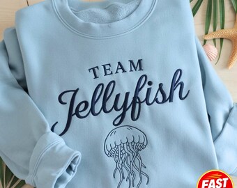 Geborduurd kwallensweatshirt, strandvakantietop, teamkwal-kleding