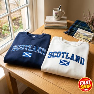 Embroidered Scotland Flag Sweatshirt, Scottish T-shirt, Hoodie image 1