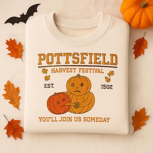 Pottsfield Harvest Festival Pumpkin Carver Embroidered Sweater inspired by Over The Garden Wall - Fall Autumn Halloween Shirt