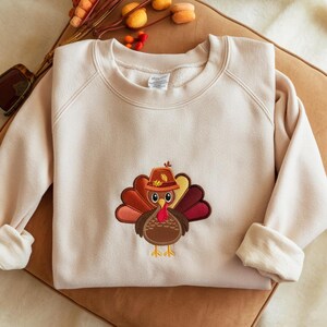 Sudadera con pavo bordado, camiseta de otoño para Acción de Gracias