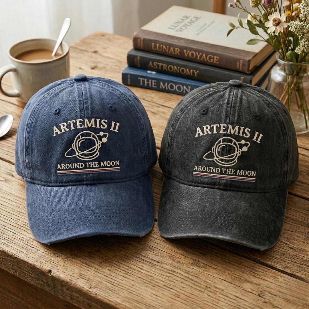 Artemis II Around the Moon Embroidered Washed Cotton Cap - Etsy