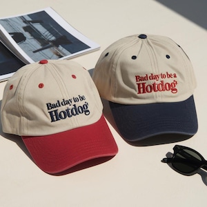 Bad Day To Be a Hot Dog Embroidered Trucker Hat, Baseball hat, Summer hat, Funny trendy trucker snapback hat Fourth of July hat, 4th of July