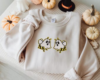 Besticktes Geist Bienen Halloween Sweatshirt, Boo Bienen Shirt