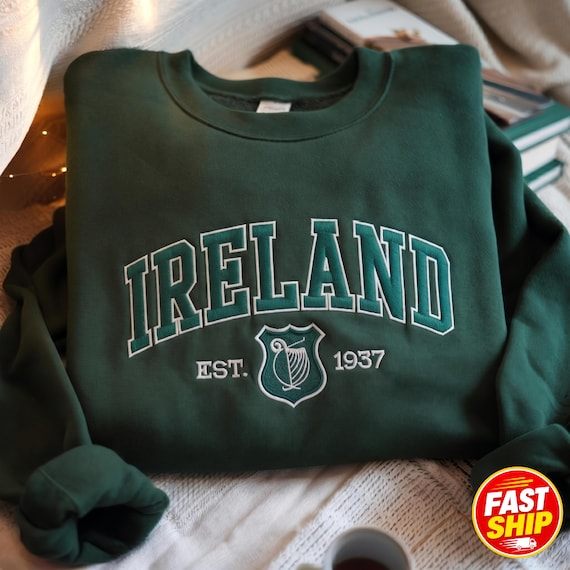 Embroidered Ireland Sweatshirt, St Patrick's Day Gift, Dublin Irish Sweater