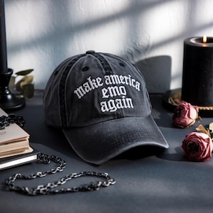 Embroidered Make America Emo Again Cotton Dad Hat