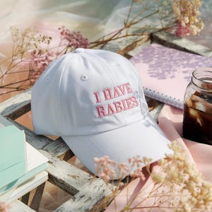 I Have Rabies Embroidered Hat, Funny Humor Embroidery Baseball Cap, Sarcasm Hat, Unhinged Meme Hat, Weird Dark Humor Sarcastic Womens Hat