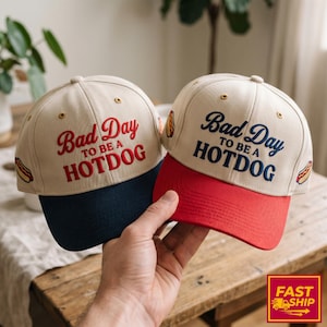 Hotdog-truckerkeps med dålig dag, broderad keps med sidoikon, rolig BBQ-keps för pappa, grillfestgåva med rött skrifttryck