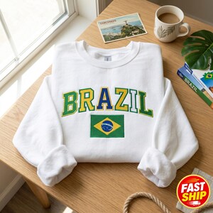 Sweat-shirt brodé drapeau du Brésil
