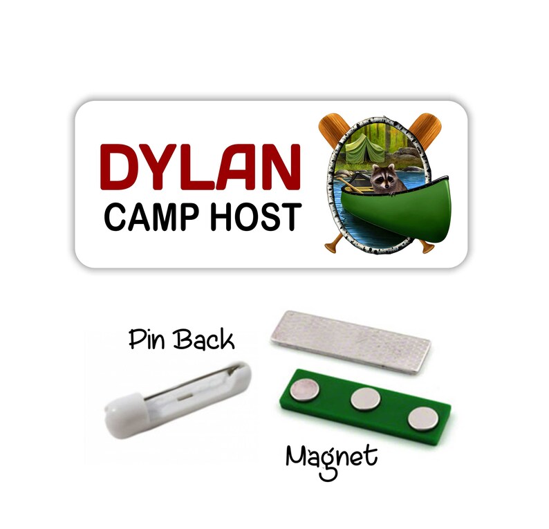 Camping Canoe Name Tags Camp Host Identification Badges Name Etsy UK
