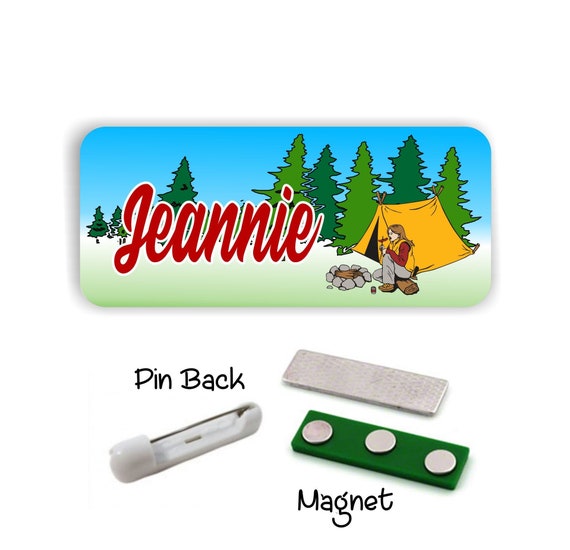 Camping Name Tag Forest Design Personalized Rally Name Tags Etsy