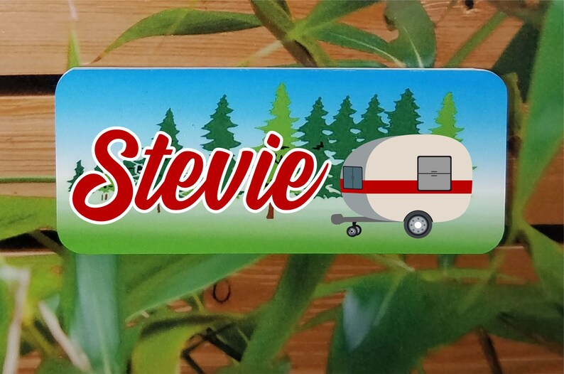 camping name tag forest design personalized rally name tags etsy
