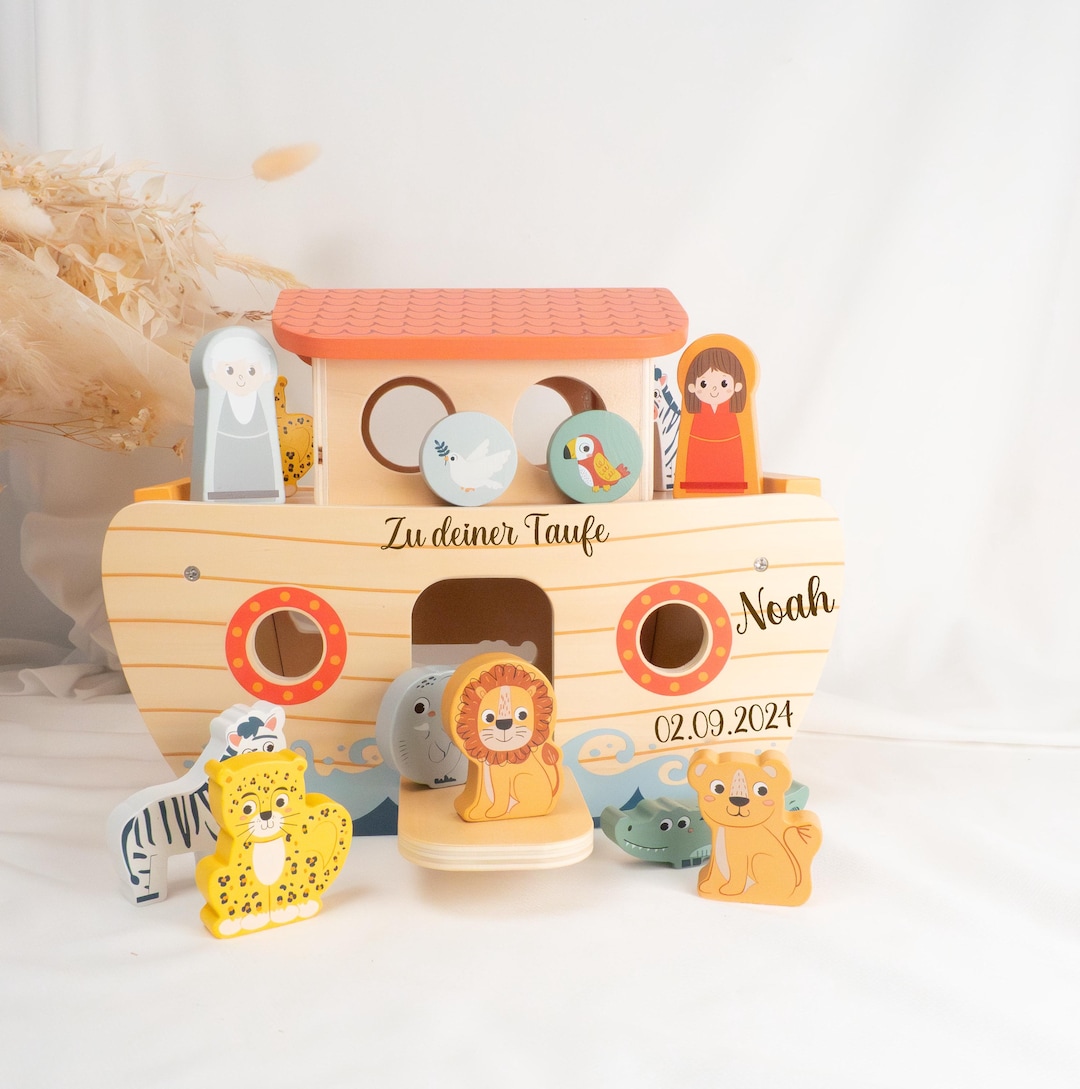 Taufgeschenk Arche Noah aus Holz zur Taufe PERSONALISIERT Name + Datum ...