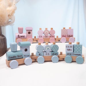 Geschenk Geburt, Babygeschenk zur Geburt, Holzeisenbahn personalisiert, Geburtstagszug Namenszug Personalisierte Geschenke Baby Lokomotive