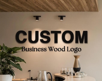 Custom Handmade Wooden Logo Business Sign, Wooden Brand Sign for Office, Wooden Wall Lettering, Rustic Wood Sign, Laser Cut Logo Sign, Salon
