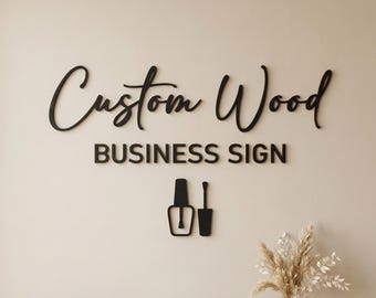 Custom Logo Sign for Business | Wooden Business Sign, 3D Wood Wall Logo, Personalised Logo Sign, Shop Sign, Wood Logo Cutout Office Wall Art