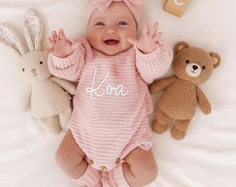 Personalized Coming Home Set, Newborn Name Outfit, Baby Onesie, Cotton Knit Romper, First Baby Bodysuit, Baby Girl Jumper, New Baby Gift