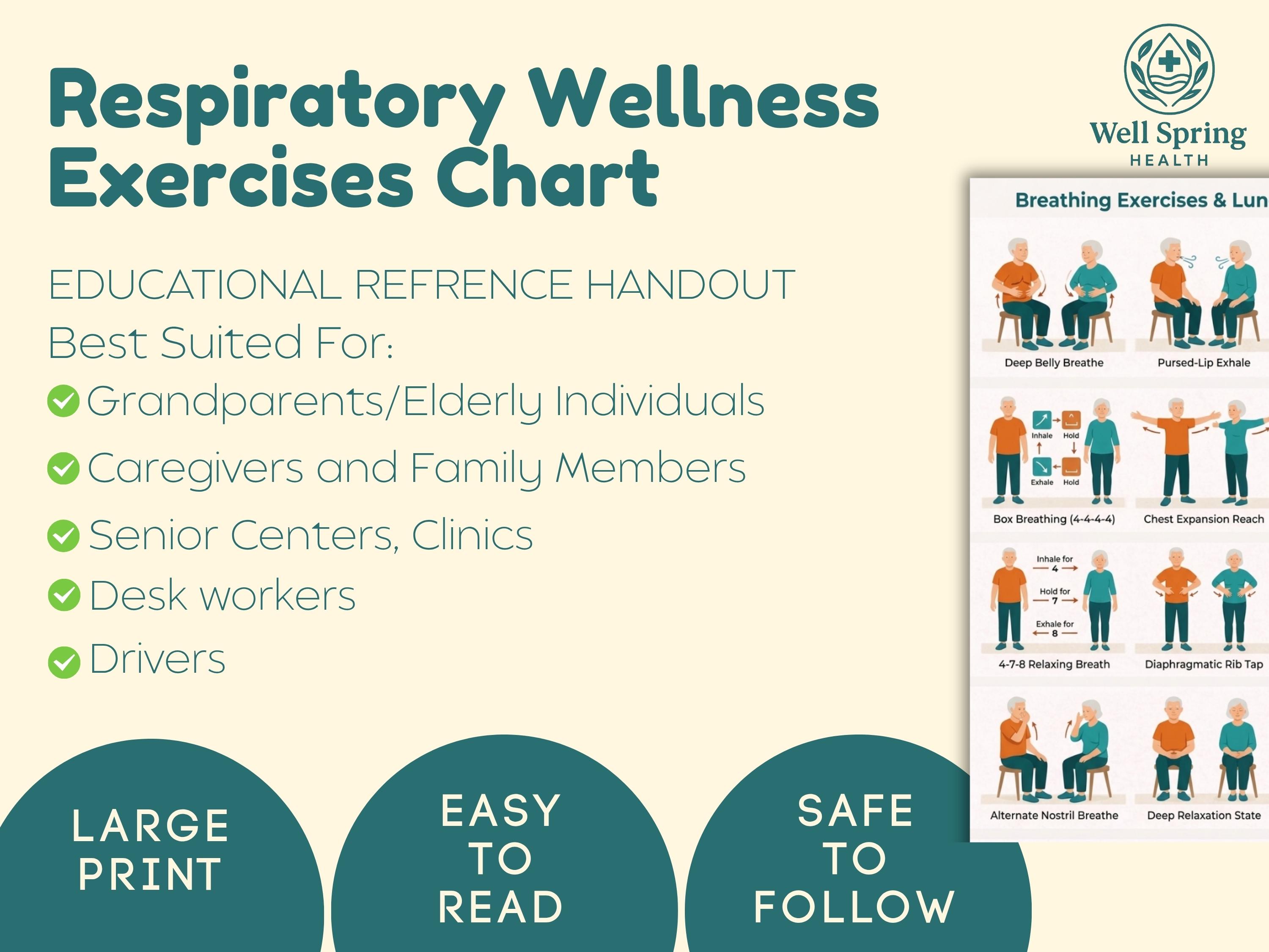 Breathing Exercises Chart for Seniors Printable Lung Health Respiratory ...