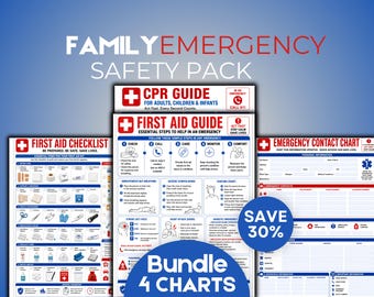 Family Emergency Safety Pack Printable First Aid Guide , CPR Chart & Emergency Contact Form | Home Preparedness