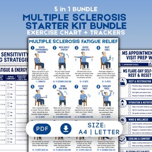 Multiple Sclerosis Tracker & Exercise Chart Bundle MS Fatigue relief Chronic Fatigue Syndrome Chronic Illness Gift Multiple Sclerosis Gift