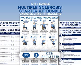 Multiple Sclerosis Tracker & Exercise Chart Bundle MS Fatigue relief Chronic Fatigue Syndrome Chronic Illness Gift Multiple Sclerosis Gift